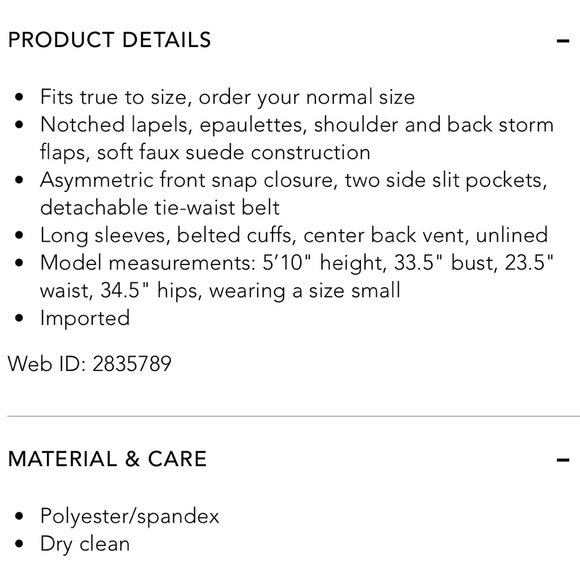 NEW Suede Trench T Tahari - Picture 6 of 15